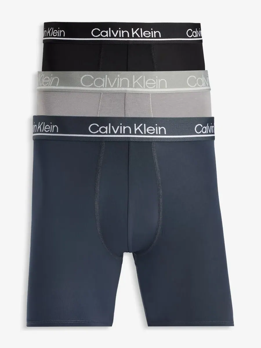 Calvin Klein Мужские боксеры из микрофибры с влагоотводящими свойствами, комплект из 3 штук — изображение 1 из 7, серый