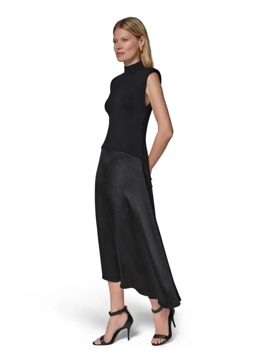 Платье-миди без рукавов с воротником-стойкой Donna Karan New York — изображение 3 из 8, черный