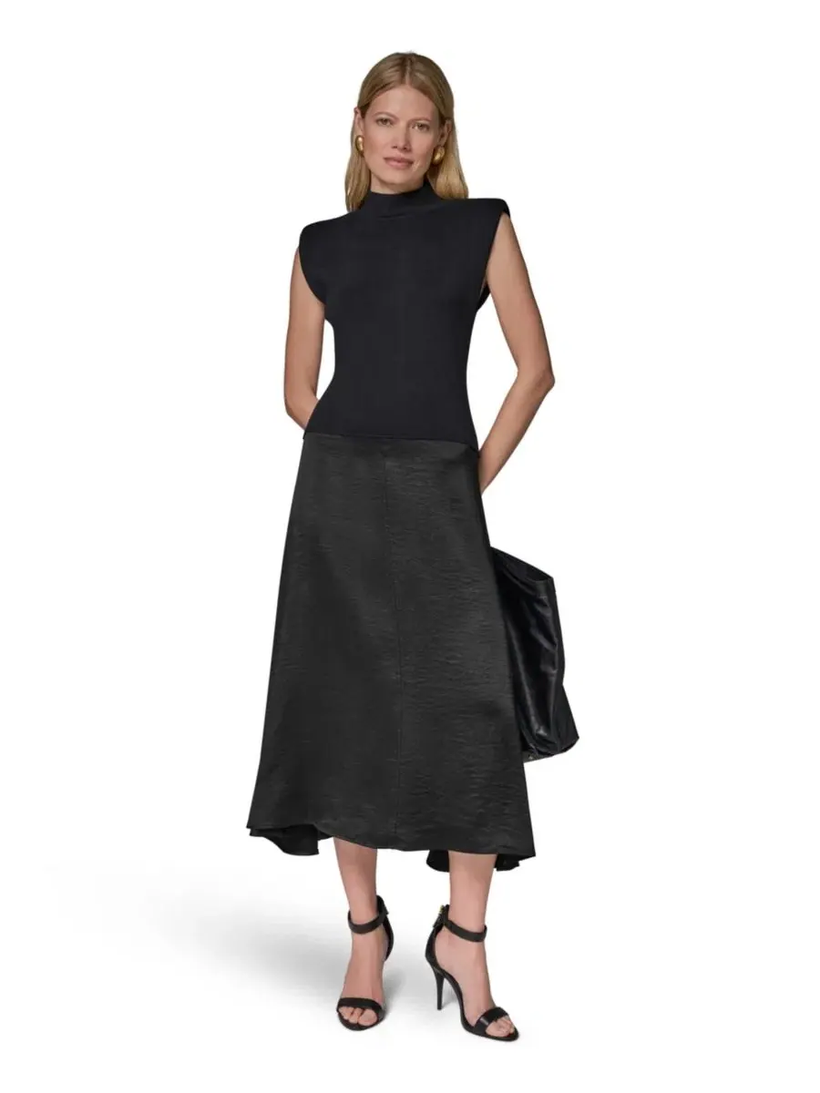 Платье-миди без рукавов с воротником-стойкой Donna Karan New York — изображение 6 из 8, черный