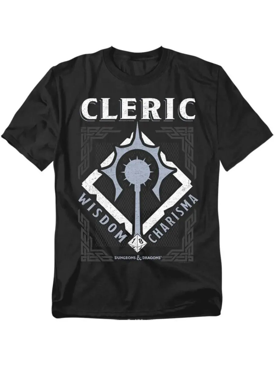 Футболка для высоких и крупных мужчин с изображением персонажей из Dungeons Dragons: Cleric Wisdom — черный