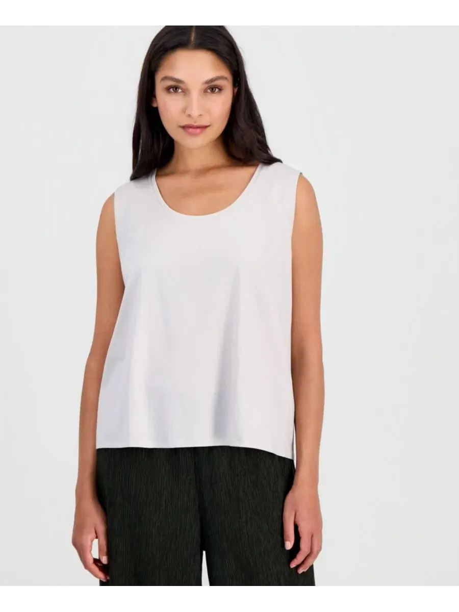 Топ без рукавов с круглым вырезом, хлопковый Eileen Fisher — изображение 1 из 4, мел