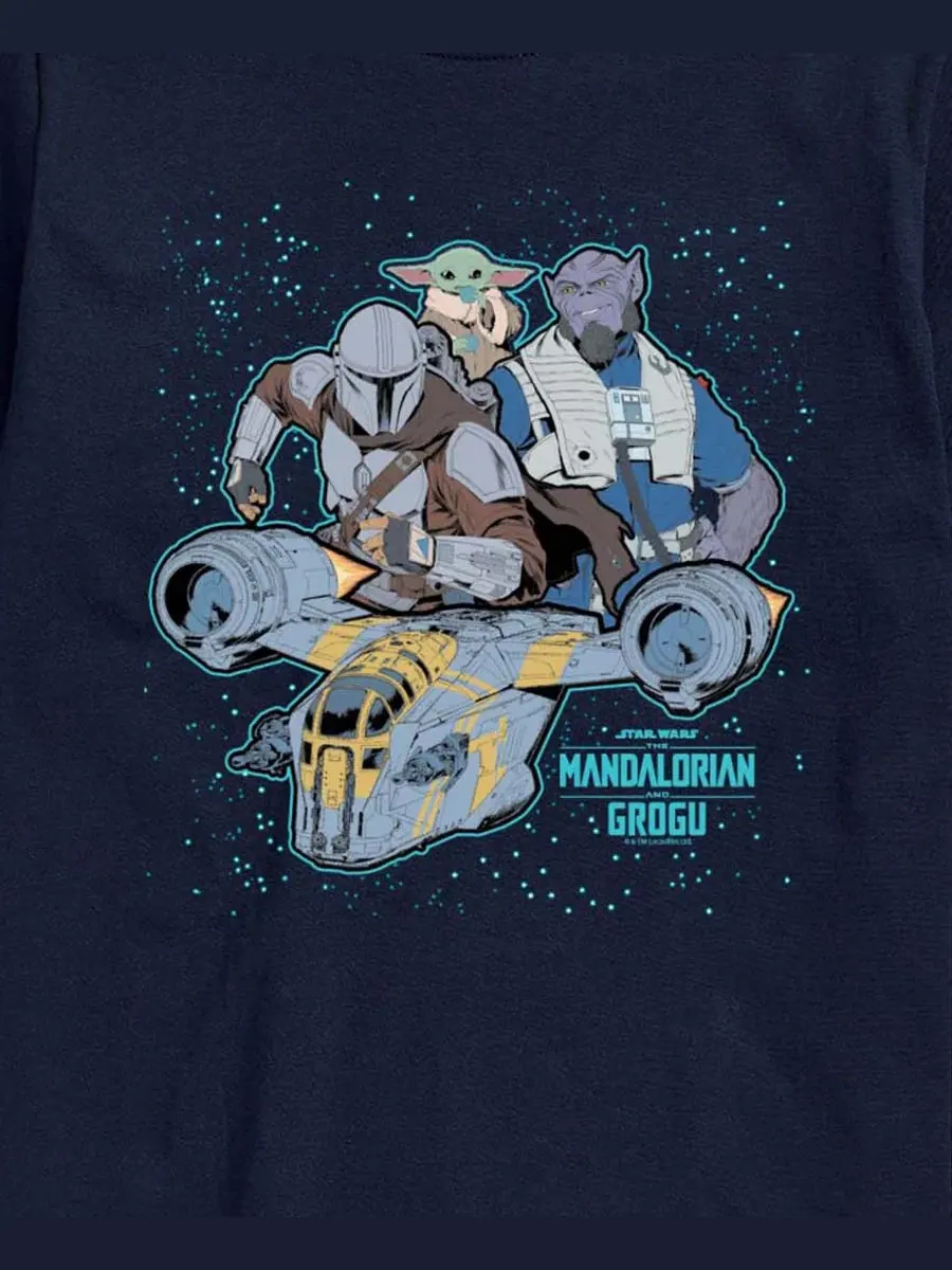 Футболка с длинным рукавом The Mandalorian & Grogu Space Collage AIRWAVES — изображение 3 из 3, темно-синий
