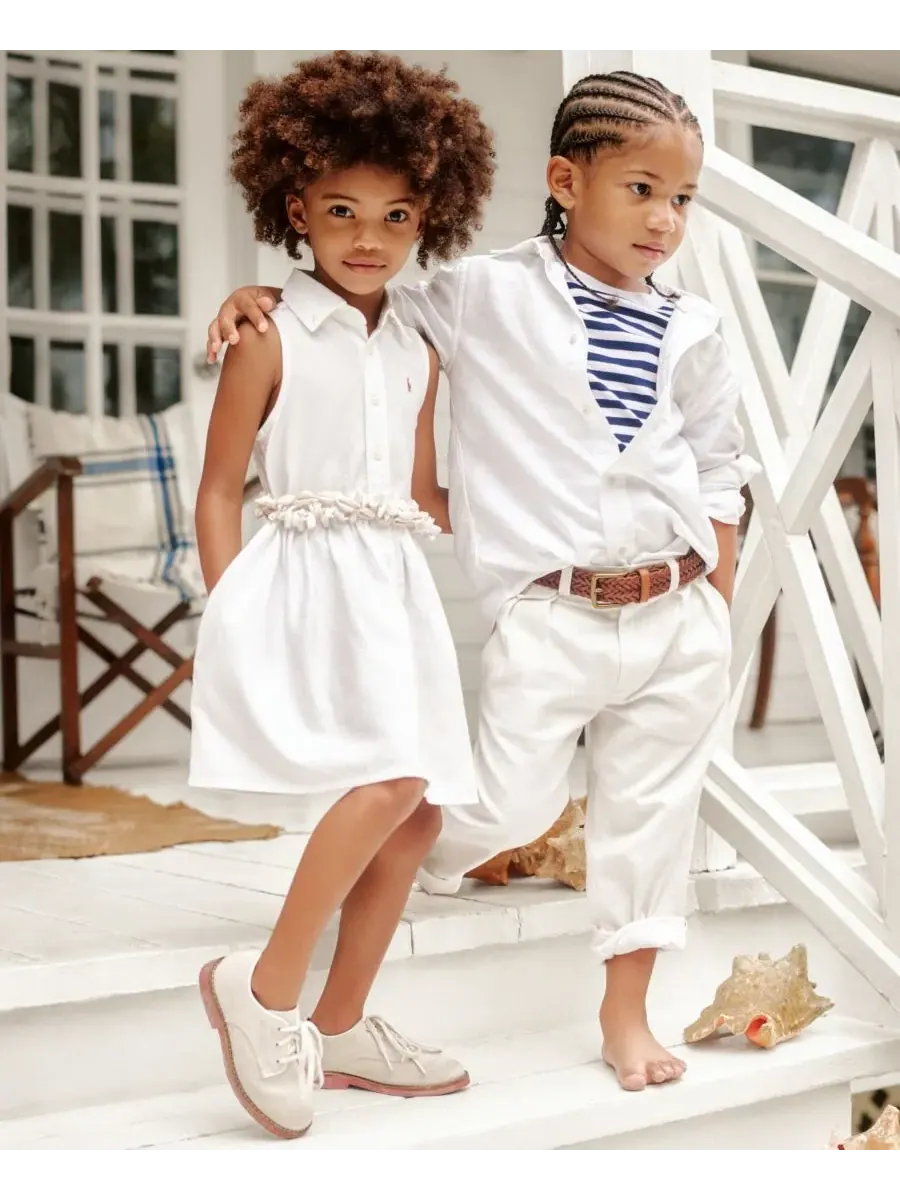 Girl's & Boy's Back to School Sibling Matching Moment Polo Ralph Lauren — изображение 4 из 5, белый