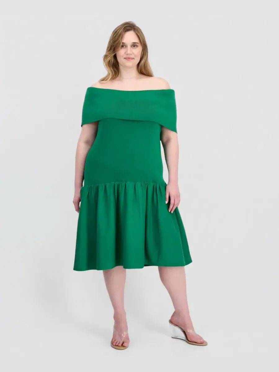 Модное платье Marilyn больших размеров с открытыми плечами FULL CORCLE TRENDS Full Circle Trends