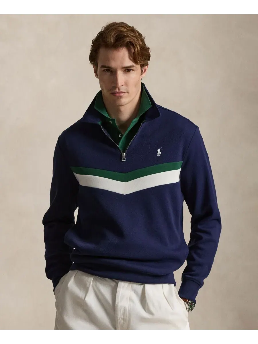 Свитшот с четверть-застежкой Polo Ralph Lauren — изображение 1 из 5, темно-синий