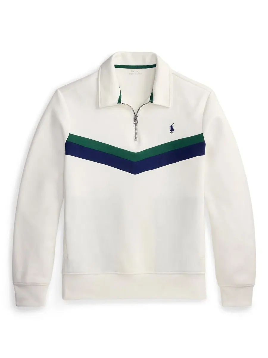 Мужской свитшот с четверть-молнией, с вышивкой Polo Ralph Lauren — изображение 5 из 5, белый