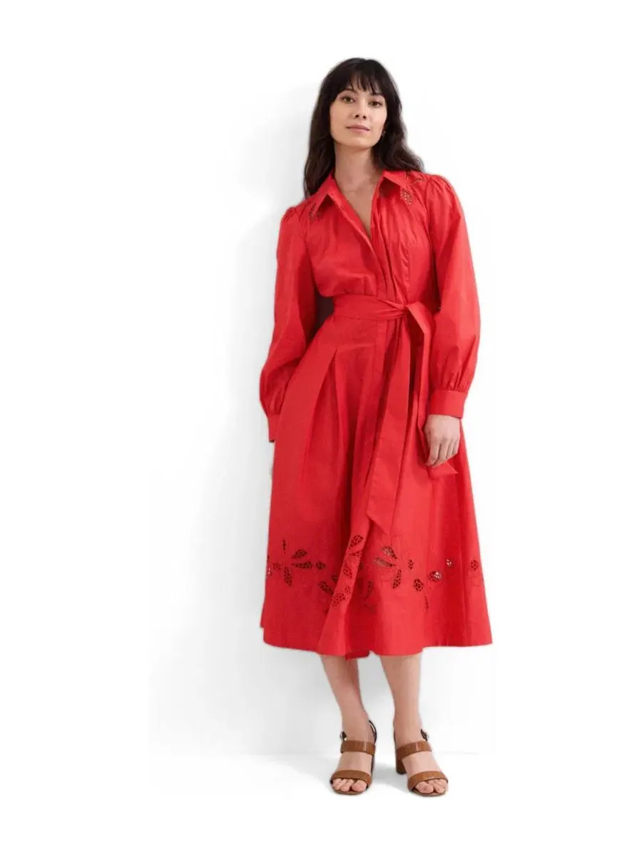 Платье миди Kim Cutwork Hem с защипами на талии Phase Eight — красный