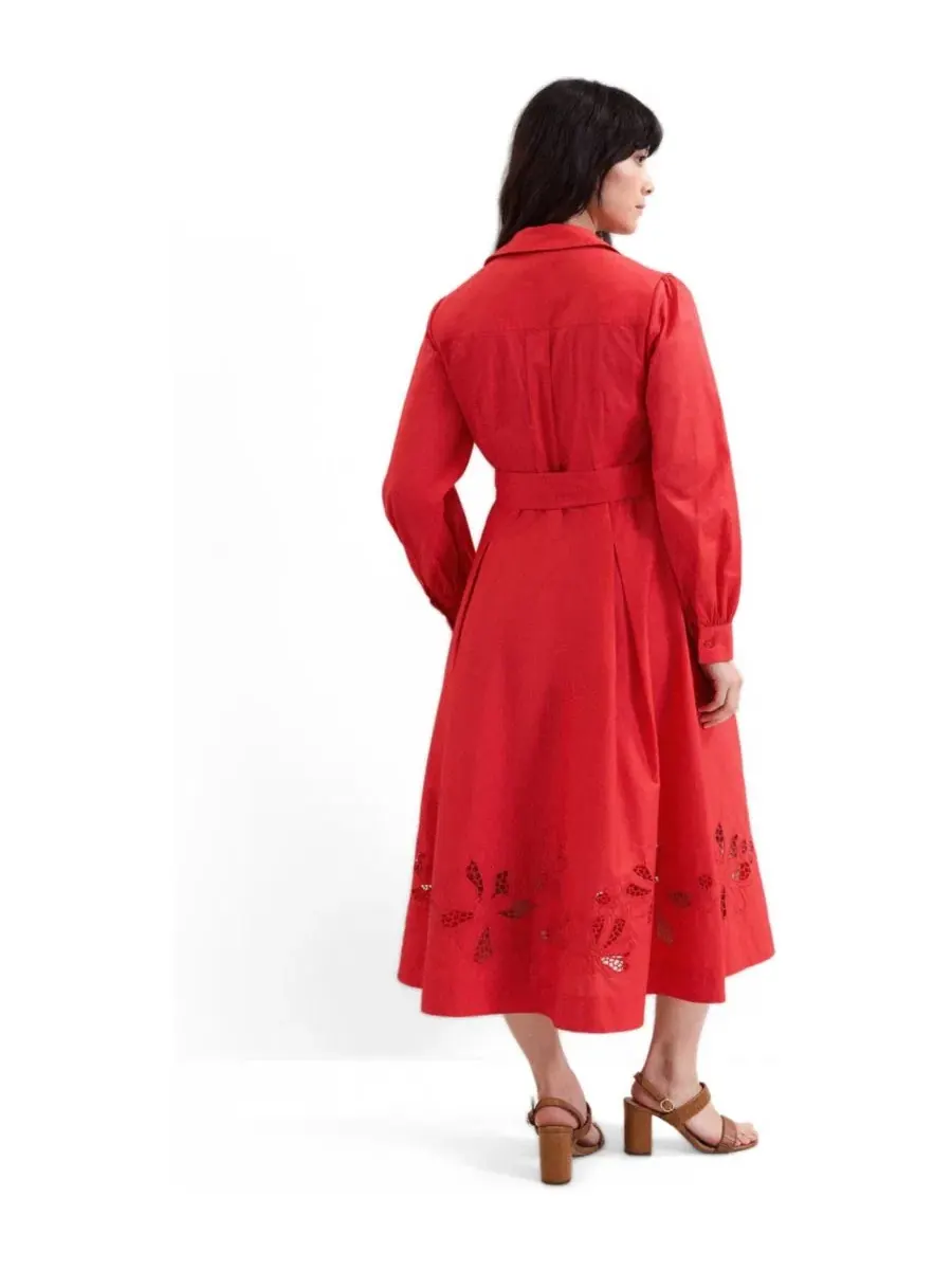 Платье миди Kim Cutwork Hem с защипами на талии Phase Eight — изображение 3 из 6, красный