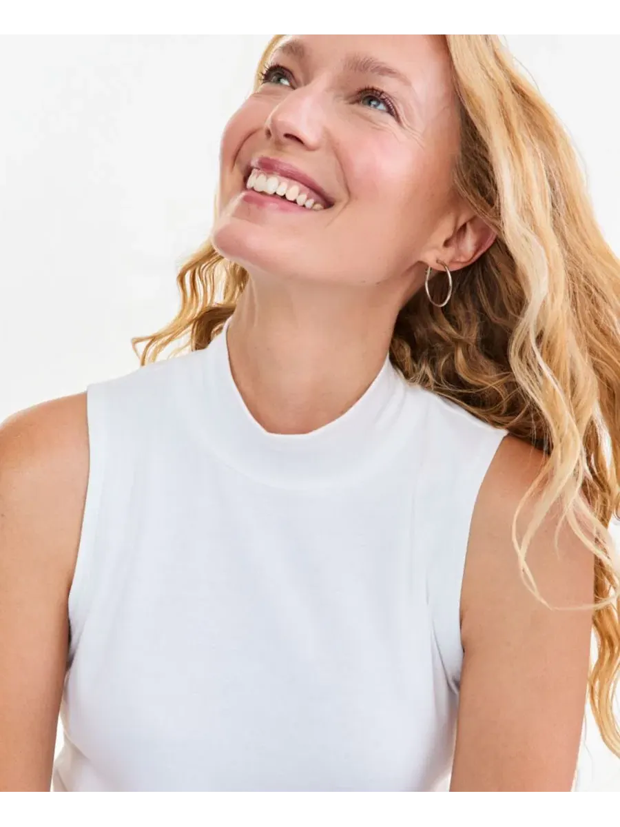 Топ без рукавов с хлопка, Petite Mock Neck Sleeveless Cotton Tank Top Style & Co — изображение 3 из 4, яркий белый