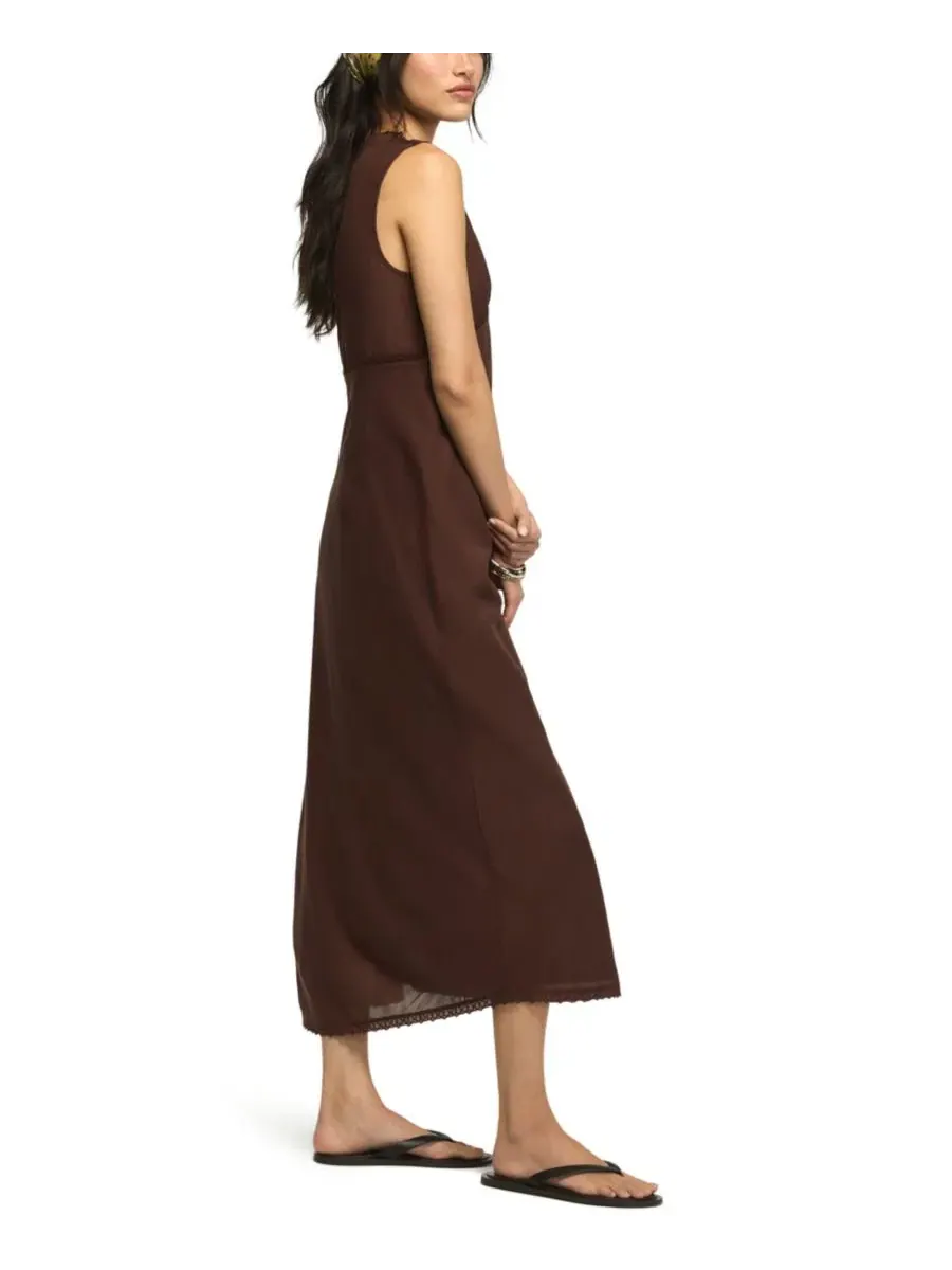 Платье-комбинация с V-образным вырезом без рукавов, модель V-Neck Slip Dress Lucky Brand — изображение 2 из 5, кофейный