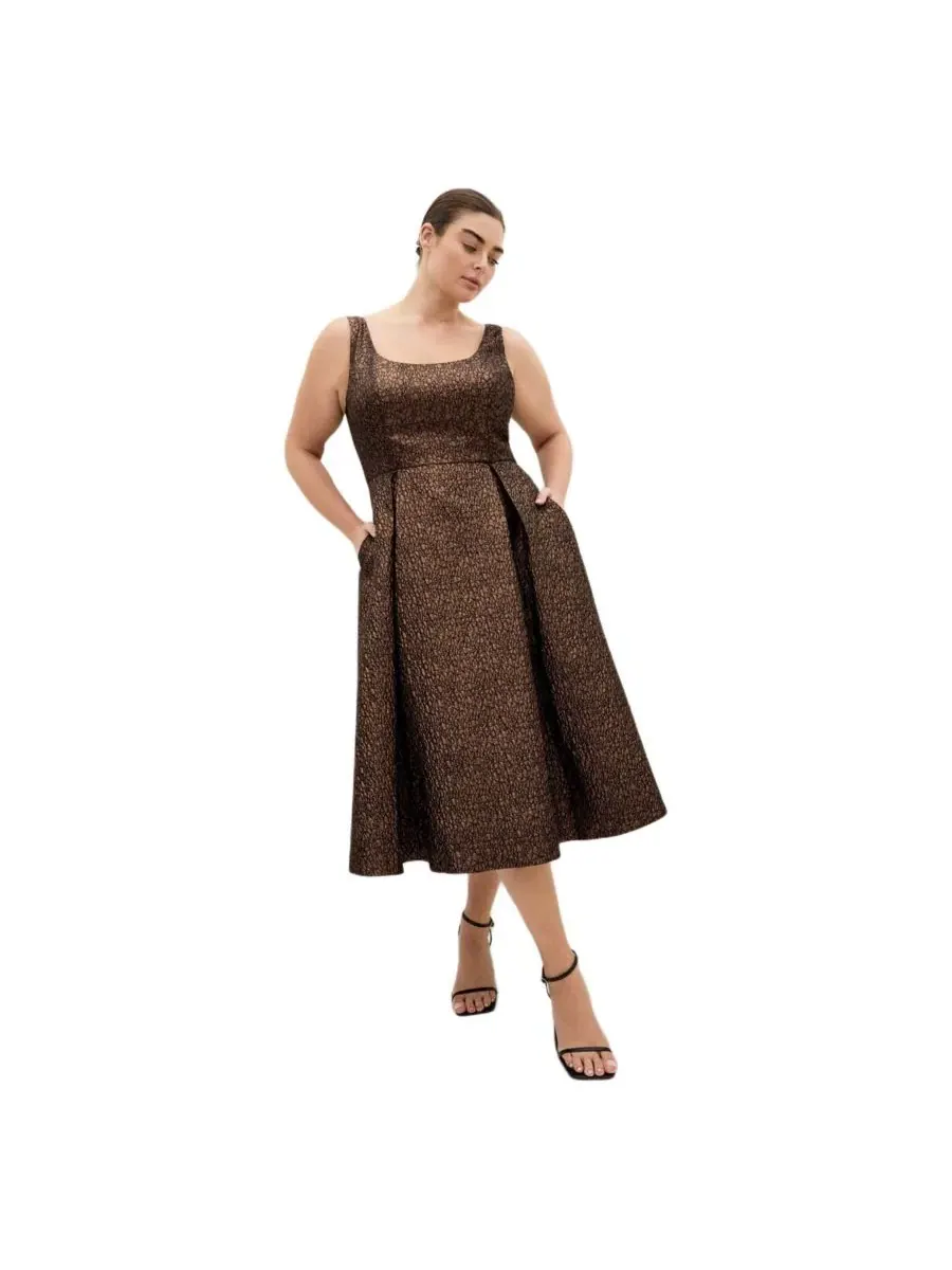 Женское жаккардовое платье миди Rosella CITY CHIC — изображение 1 из 5, золотистый