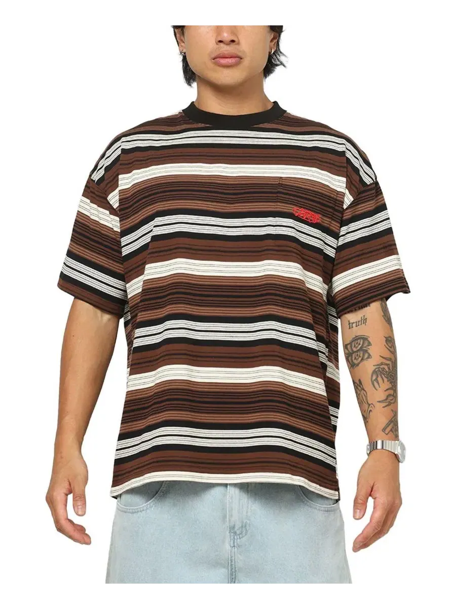 Футболка с принтом Brown Striped Pocket CARRE