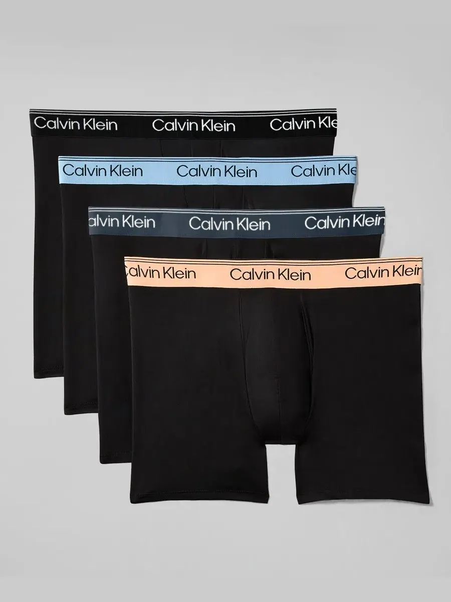 Мужские боксеры из микрофибры с эластичным ворсом, комплект из 4 штук Calvin Klein — изображение 1 из 6, бежевый