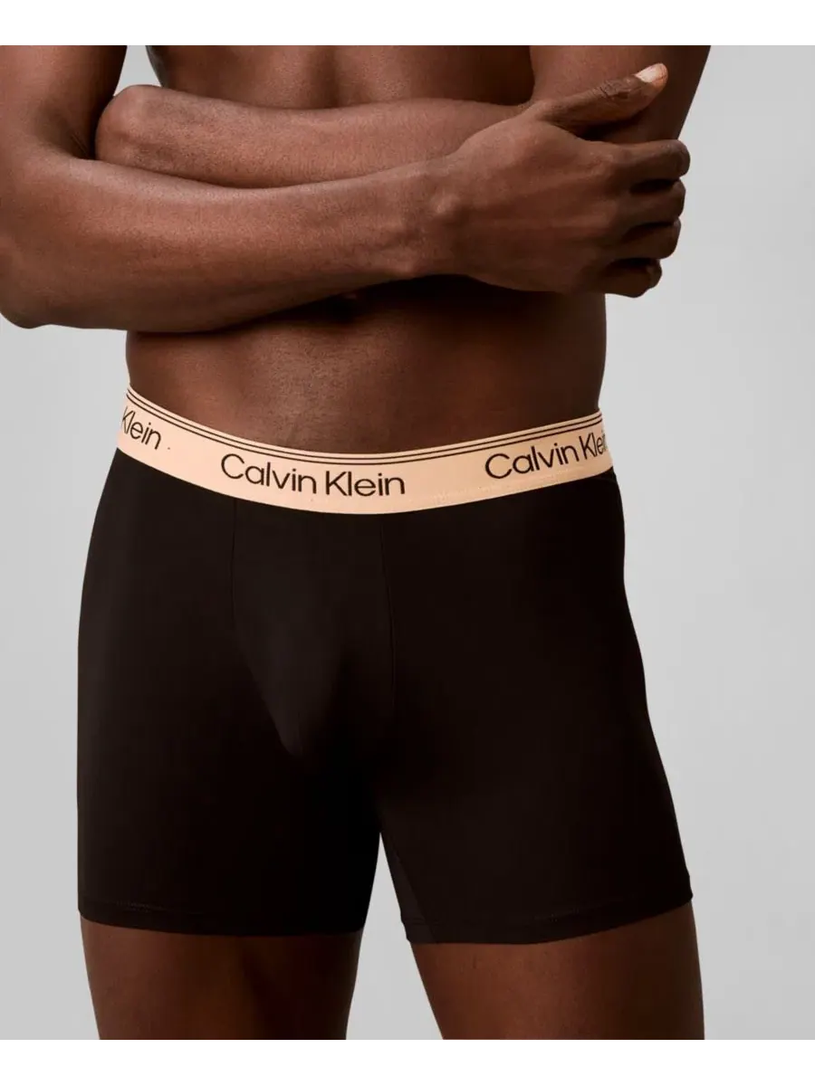 Мужские боксеры из микрофибры с эластичным ворсом, комплект из 4 штук Calvin Klein — изображение 4 из 6, бежевый