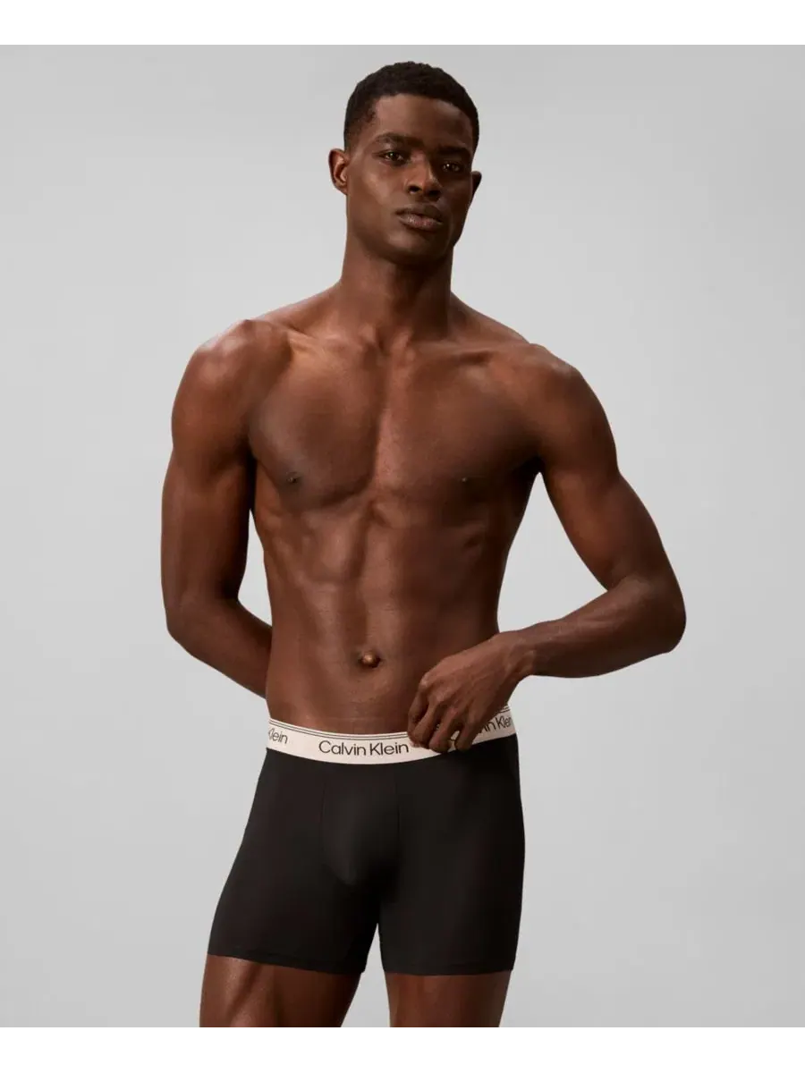 Мужские боксеры из микрофибры с эластичным ворсом, комплект из 4 штук Calvin Klein — изображение 5 из 6, бежевый