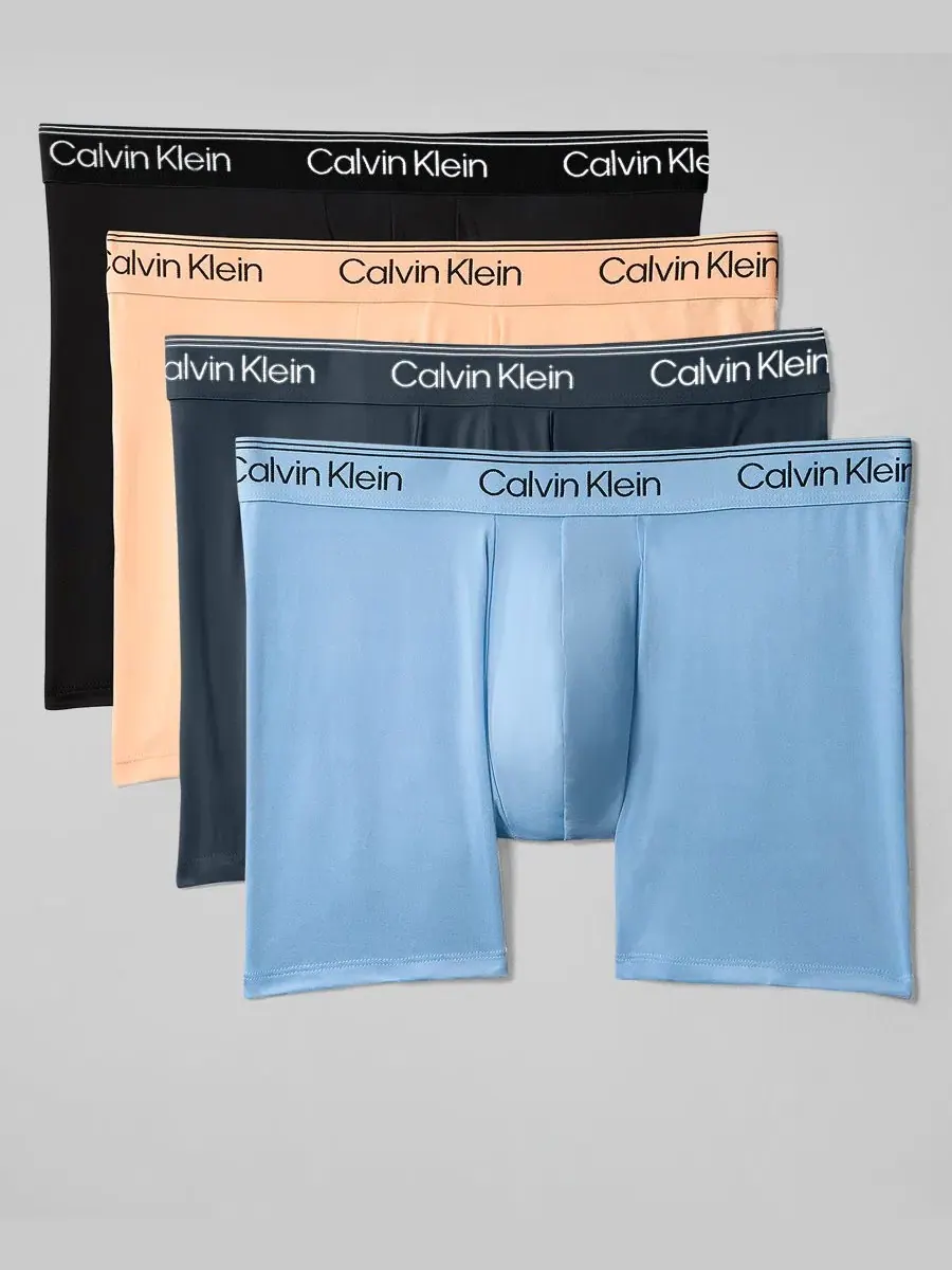 Мужские боксеры из микрофибры с эластичным ворсом, комплект из 4 штук Calvin Klein — изображение 1 из 6, бежевый