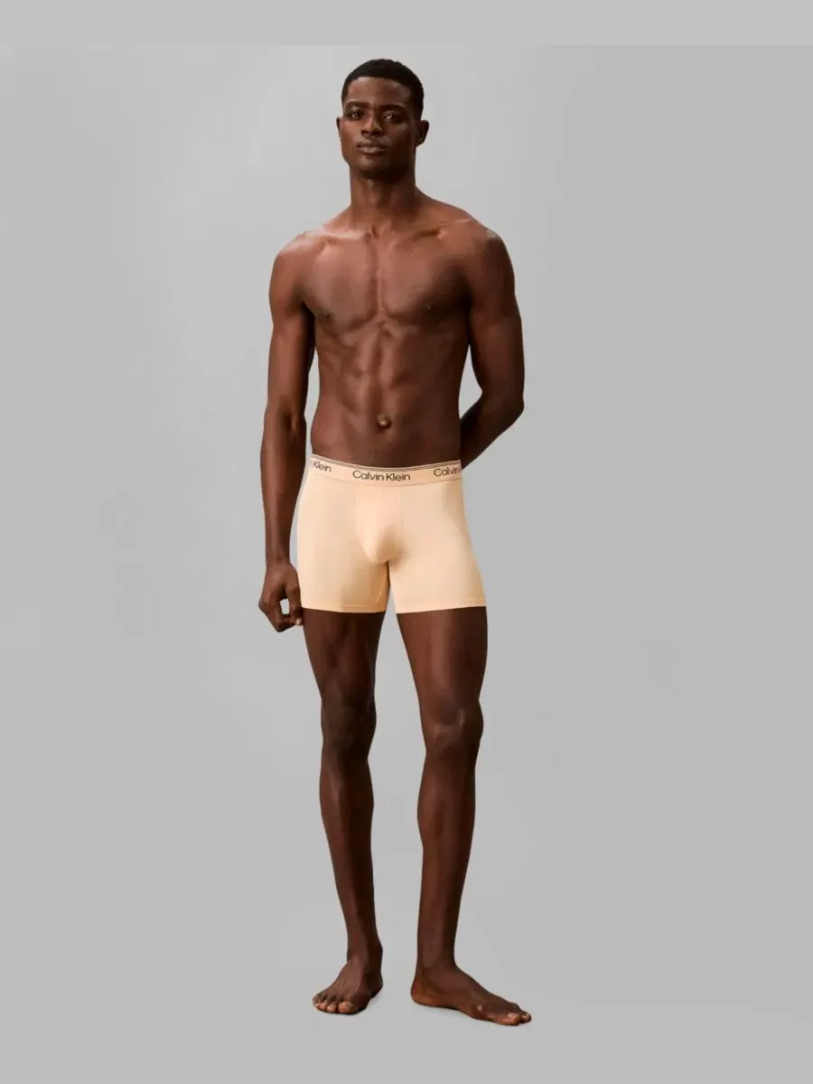 Мужские боксеры из микрофибры с эластичным ворсом, комплект из 4 штук Calvin Klein — изображение 2 из 6, бежевый