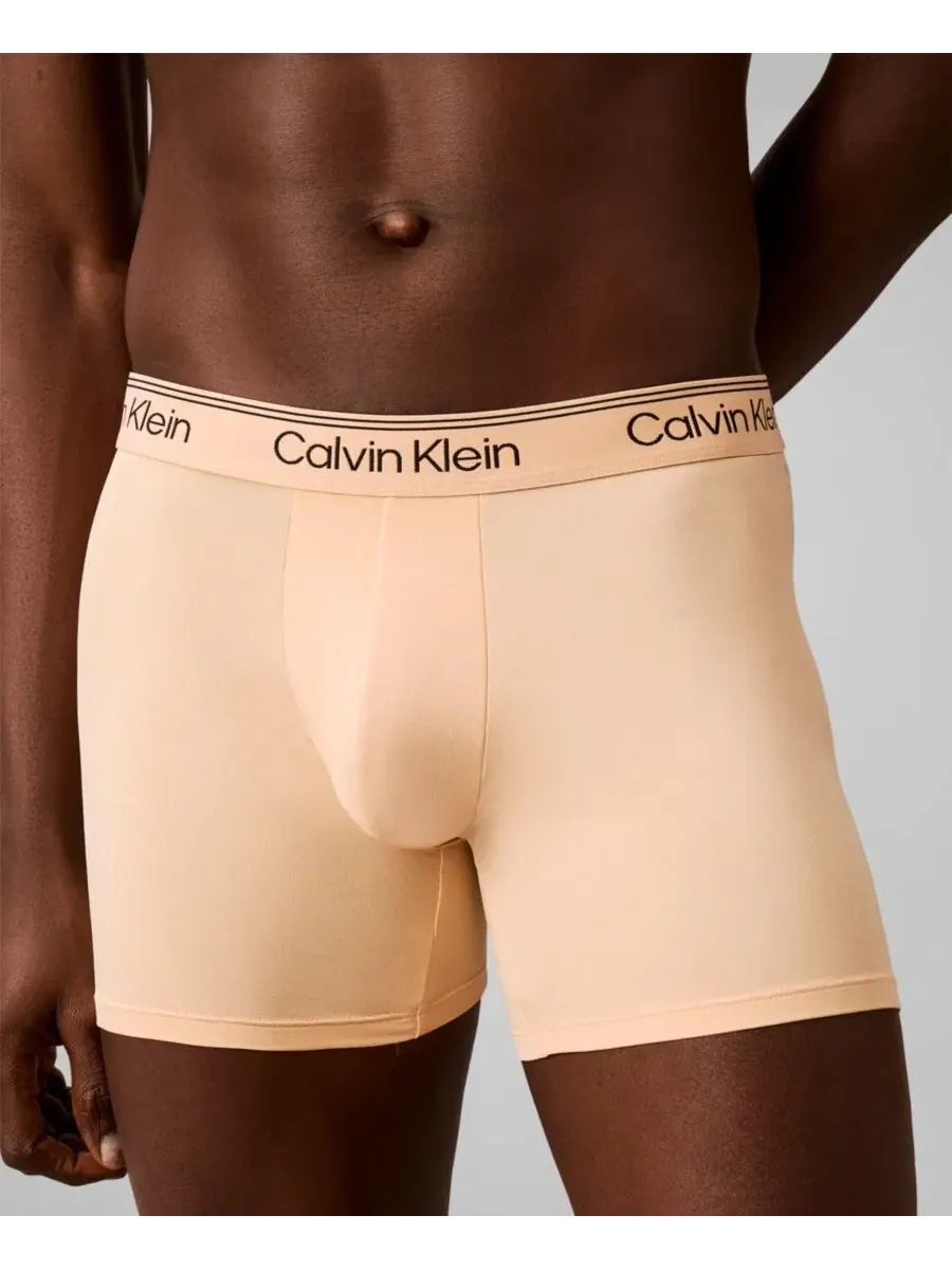 Мужские боксеры из микрофибры с эластичным ворсом, комплект из 4 штук Calvin Klein — изображение 4 из 6, бежевый