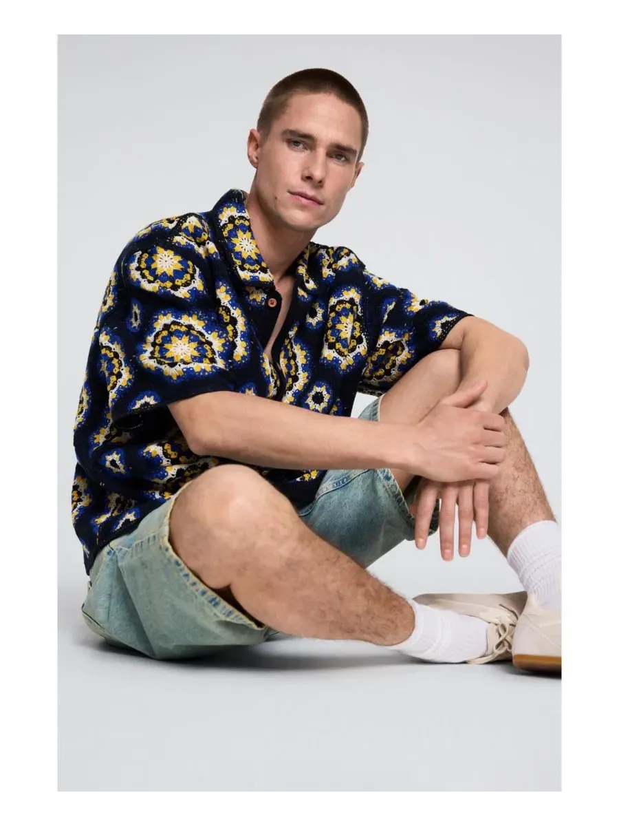 Мужская рубашка с принтом Desigual — изображение 5 из 6, синий