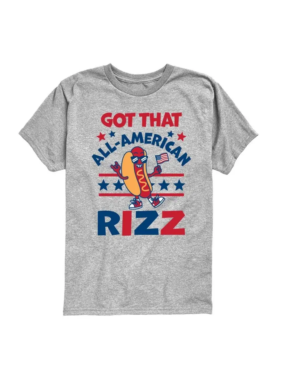 Детская футболка с коротким рукавом и графическим принтом "All American Rizz Hotdog" для мальчиков — изображение 1 из 3