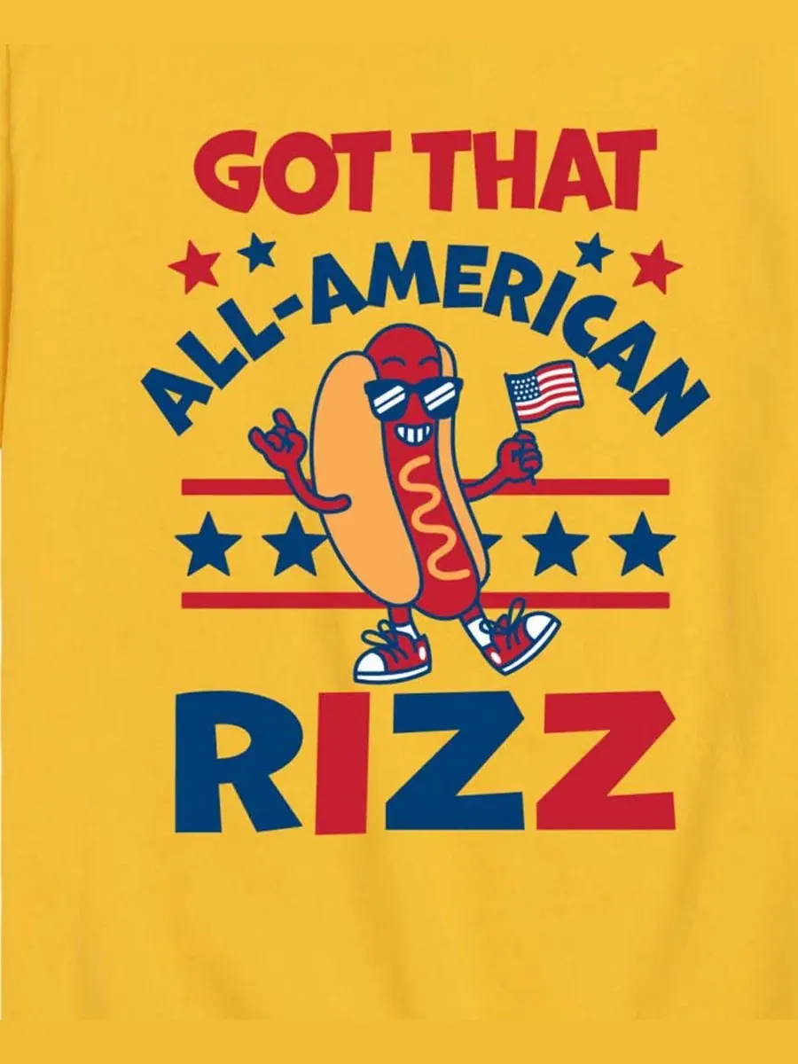 Детская футболка с коротким рукавом и графическим принтом "All American Rizz Hotdog" для мальчиков — изображение 3 из 3