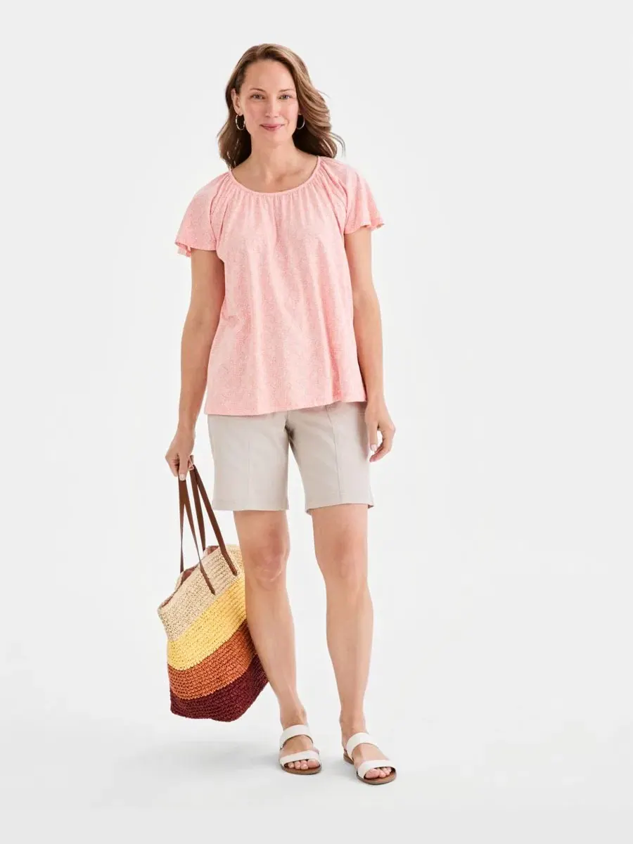 Укороченная блузка с коротким рукавом и принтом в виде клевера и монеты Style & Co — изображение 2 из 4