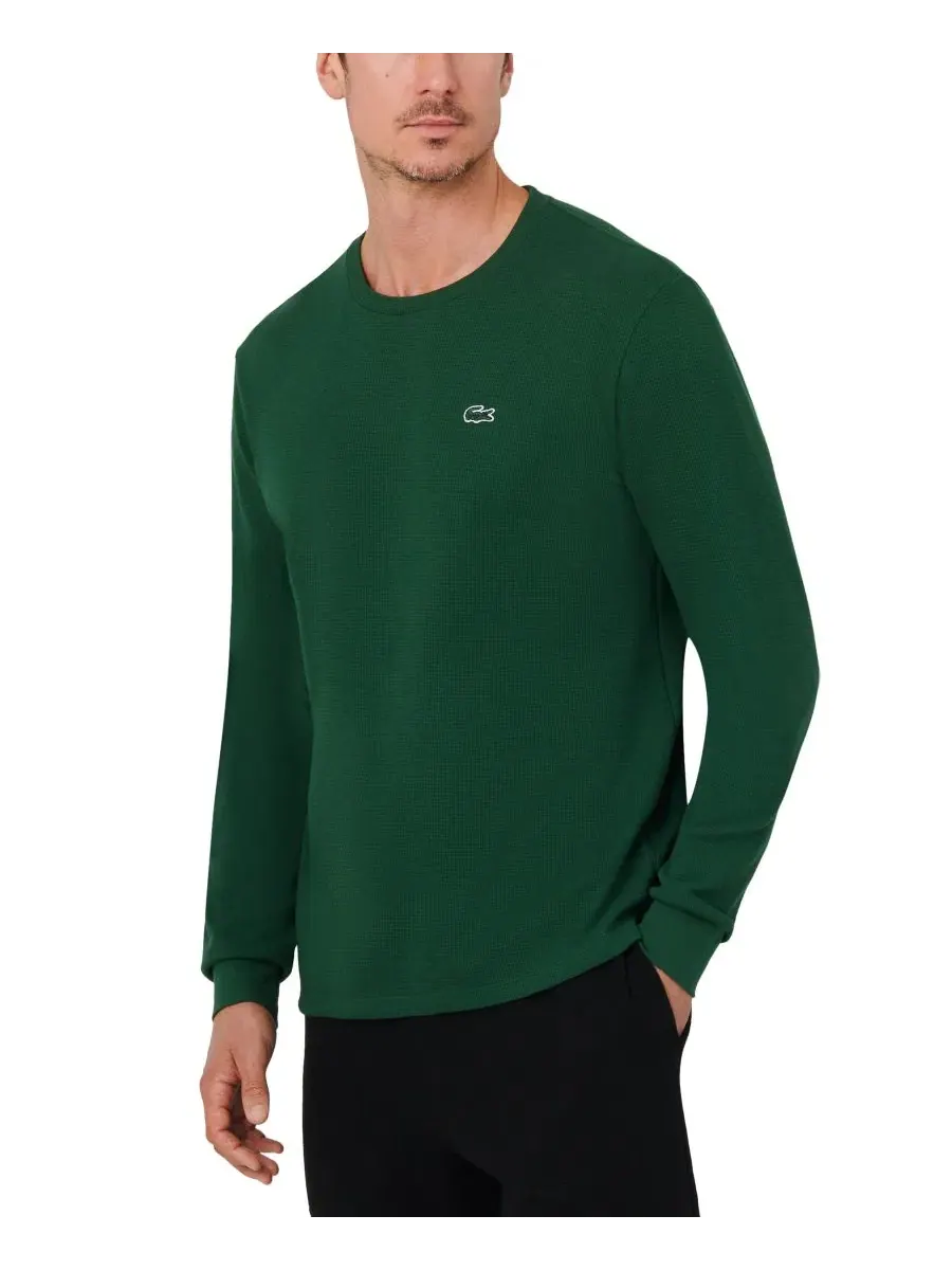 Мужская терморубашка Lacoste, вафельная вязка — изображение 2 из 9, зеленый