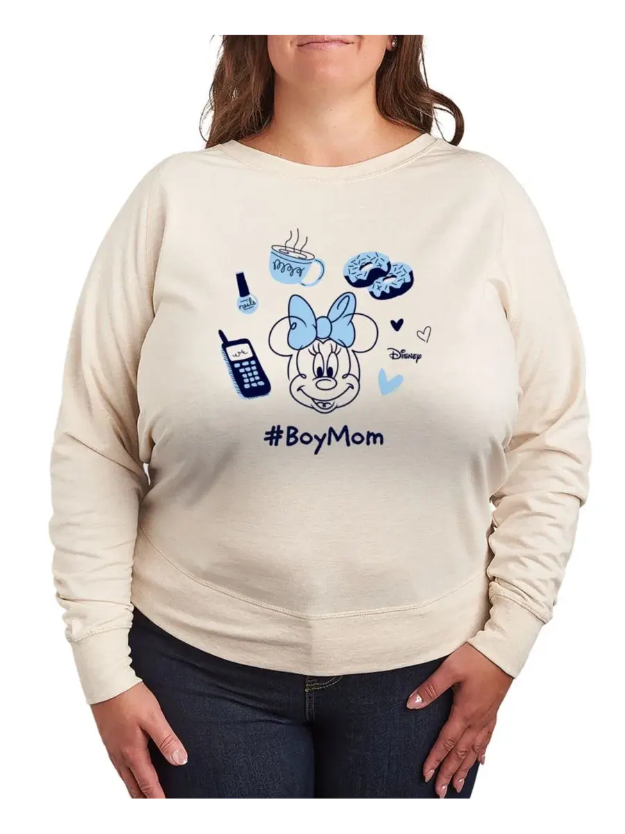 Футболка с длинными рукавами Disney Boy Mom Minnie из французской махровой ткани больших размеров — изображение 1 из 3