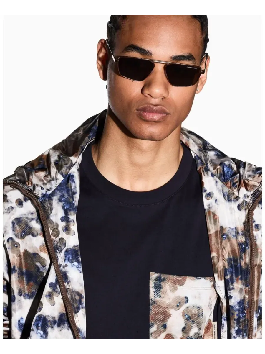 Мужская футболка с коротким рукавом, принтом и карманом A|X Armani Exchange — изображение 3 из 5, глубокий темно-синий