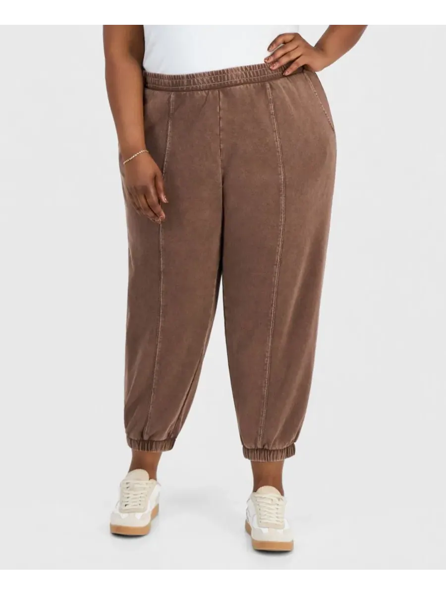 Джоггеры из французского футера с манжетами, модель Trendy Plus Size French Terry Balloon Jogger — изображение 3 из 3