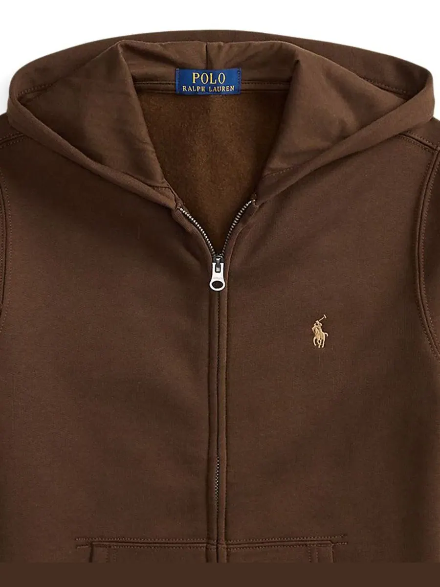 Детская флисовая худи с полной застежкой-молнией Polo Ralph Lauren — изображение 3 из 7, коричневый