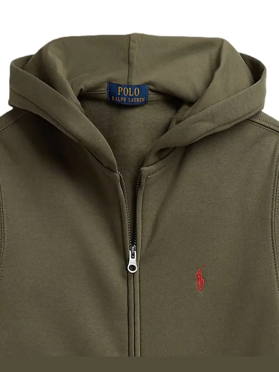 Детский худи на молнии с флисом, с капюшоном и длинным рукавом Polo Ralph Lauren — изображение 3 из 7, оливковый