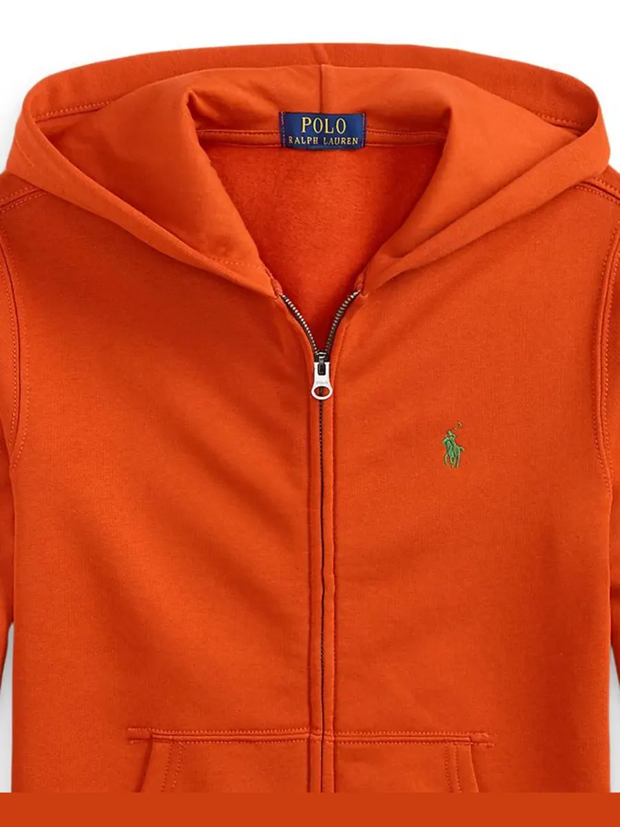 Худи на молнии из флиса с капюшоном Polo Ralph Lauren — изображение 3 из 7, оранжевый