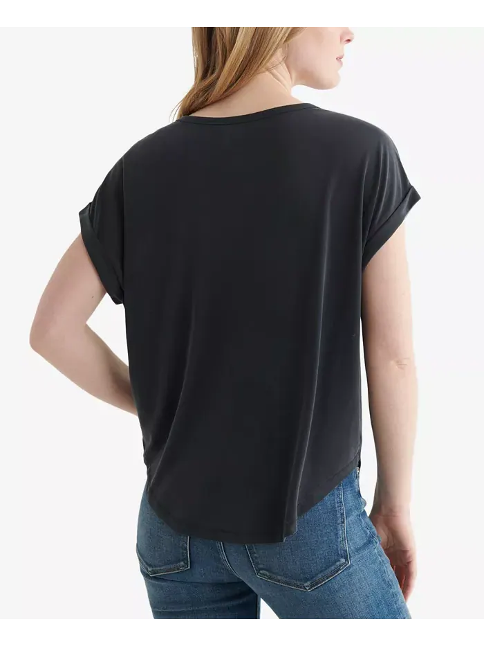 Женская футболка с коротким рукавом и покроем долман из сандвош-ткани Lucky Brand — изображение 2 из 3, черный