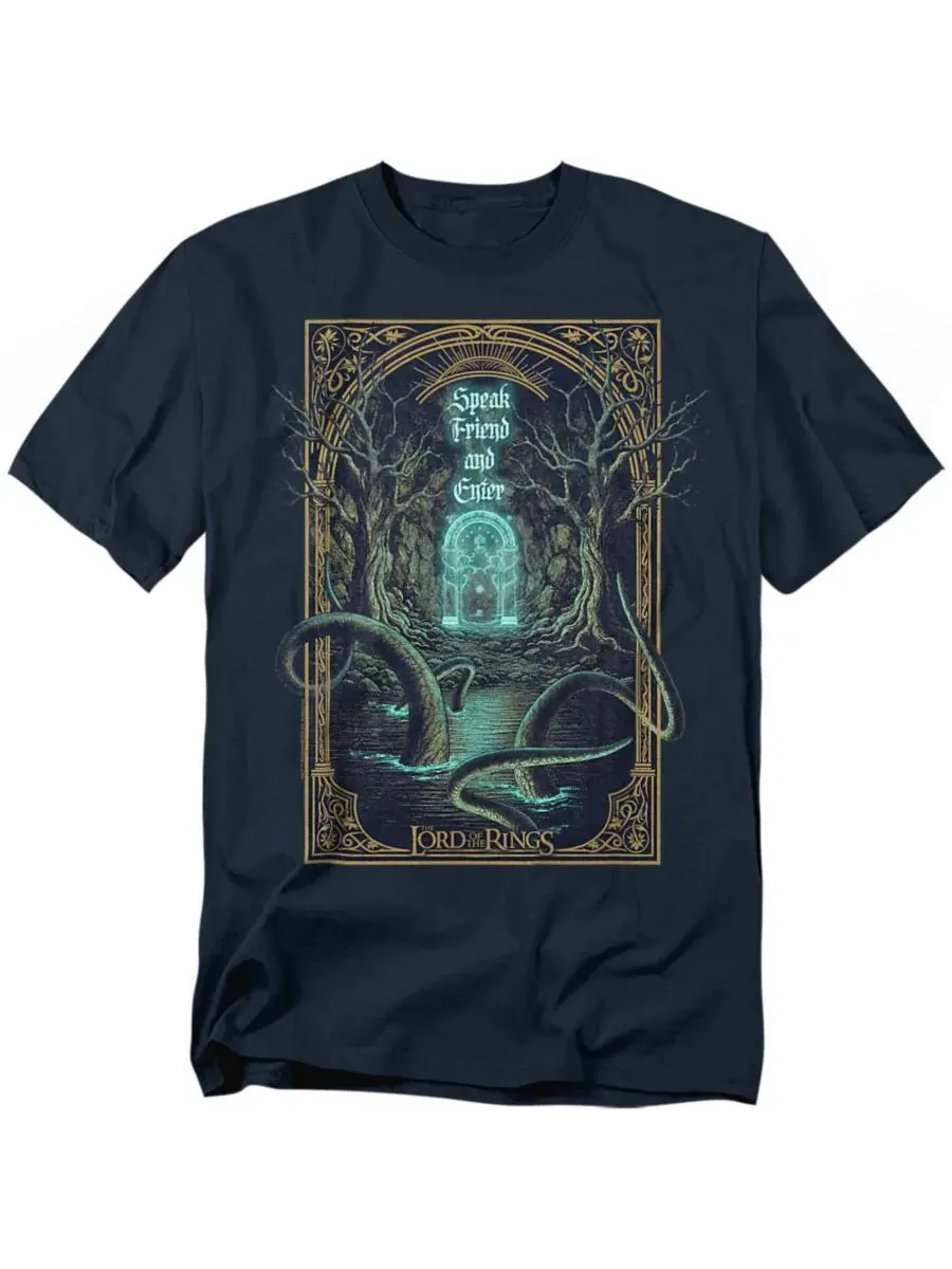 Футболка классического кроя с принтом Epic Journey Speak Friend Lord Of The Rings — синий