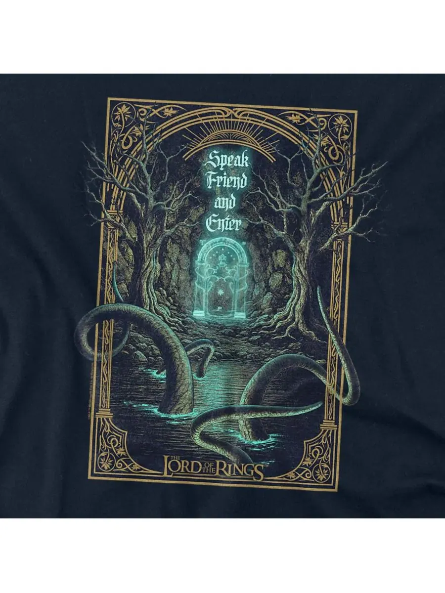 Футболка классического кроя с принтом Epic Journey Speak Friend Lord Of The Rings — изображение 2 из 3, темно-синий