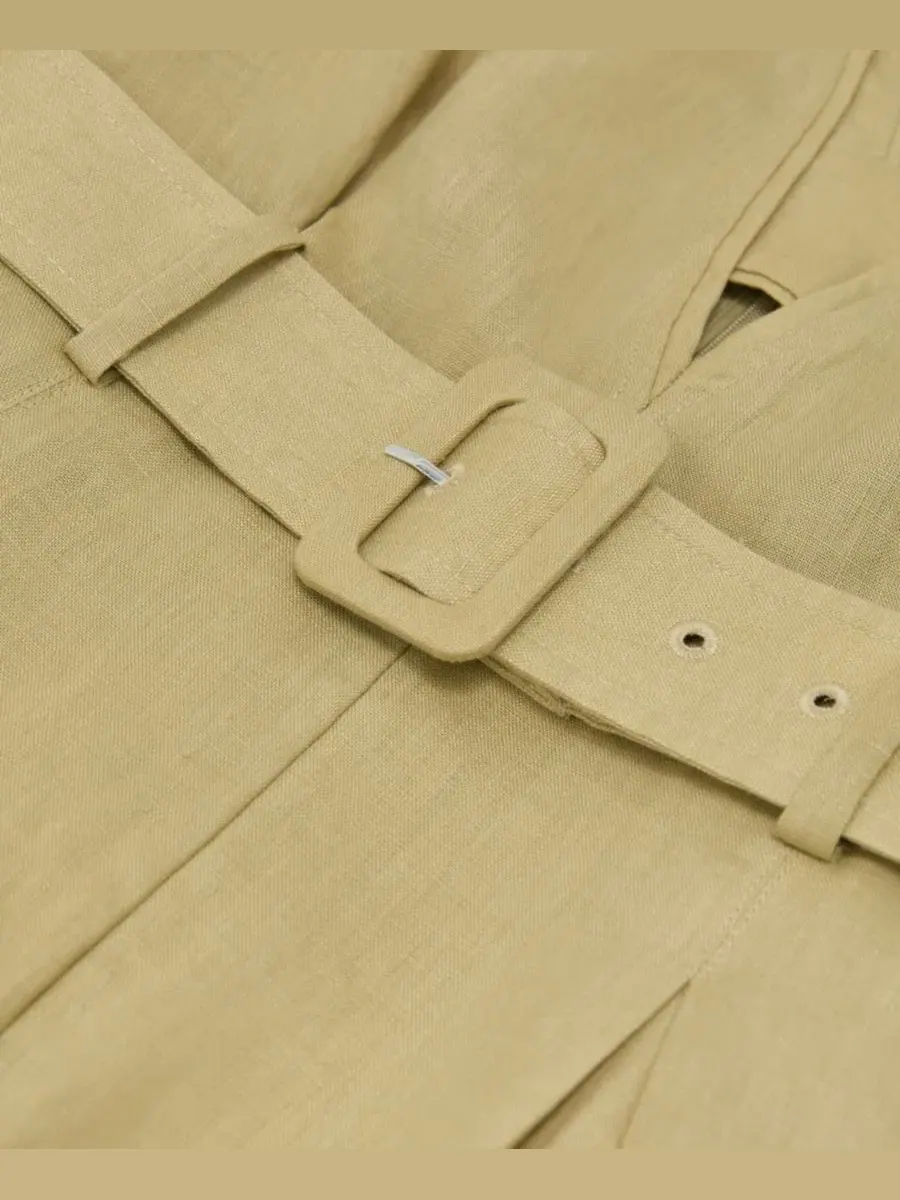 Комбинезон-ромпер Sansi Linen Belted Short-Sleeve REISS — изображение 4 из 5, зеленый