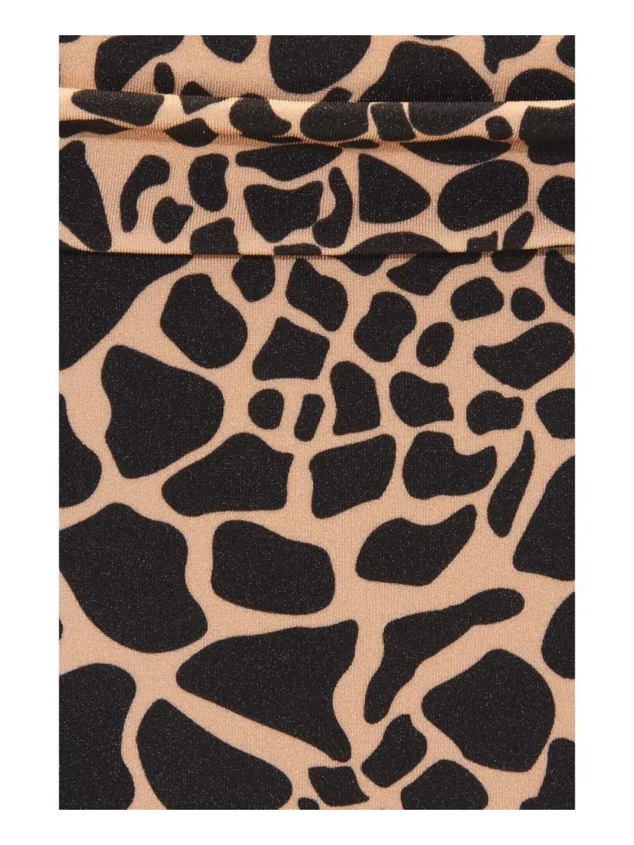 Плавки бикини с принтом животного принта, модель Giraffe Print Fold Over LASCANA — изображение 7 из 7, черный коричневый