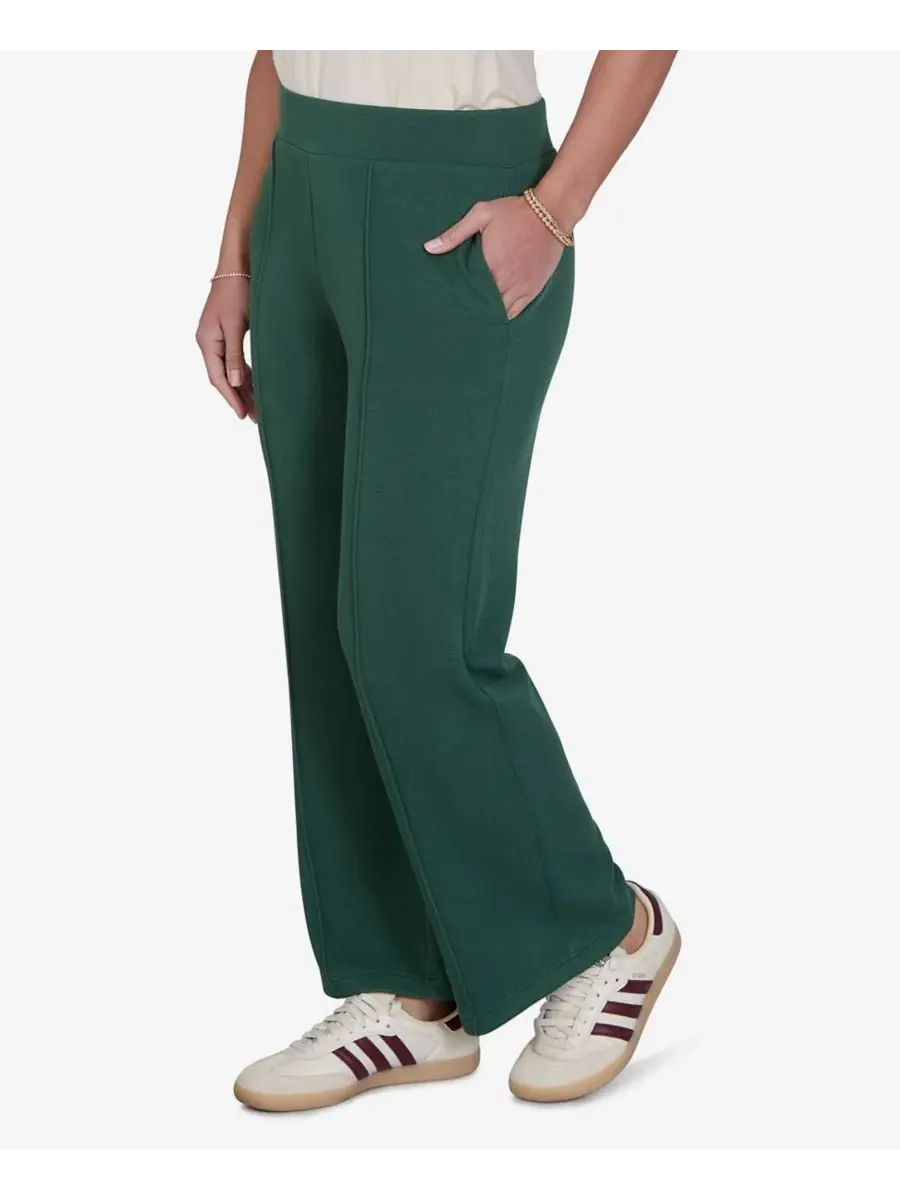 Брюки женские прямые с широкой штаниной, модель Petite Pull-On Wide-Leg Knit Ruby Rd. — изображение 2 из 5, зеленый