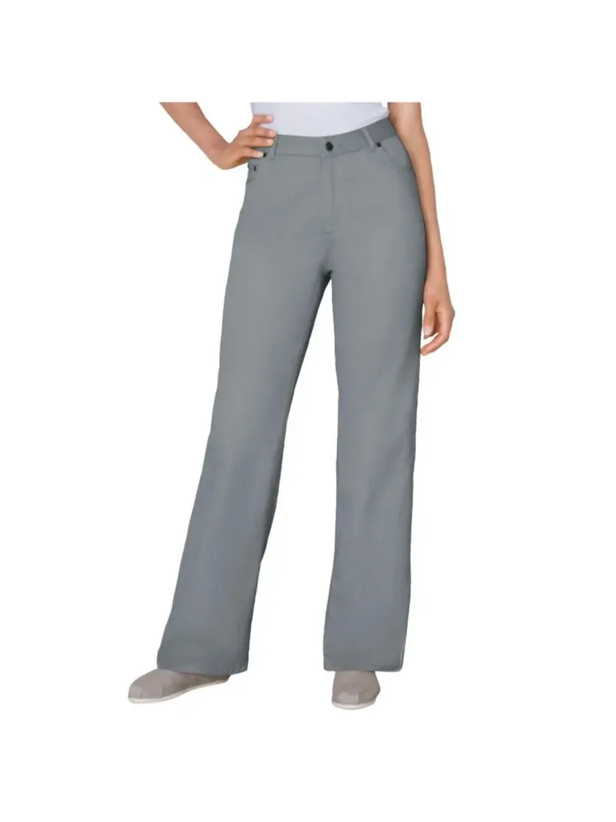 Джинсы прямого кроя с пятью карманами Woman Within Perfect Relaxed All-Cotton Denim — изображение 1 из 3, серый