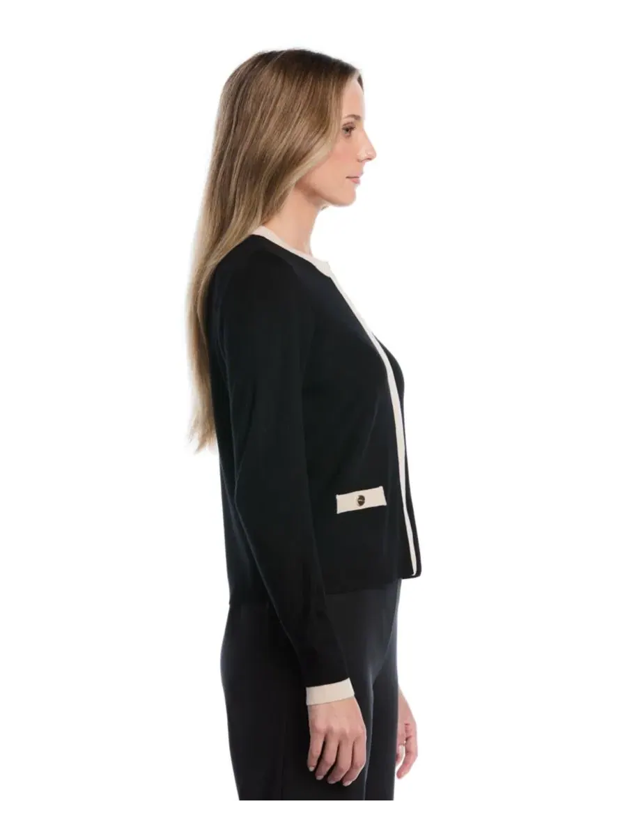 Кардиган с воротником-хомутом и цветовым блоком, Petite Colorblock Zip-Up Crewneck Cardigan Rafaella — изображение 3 из 5