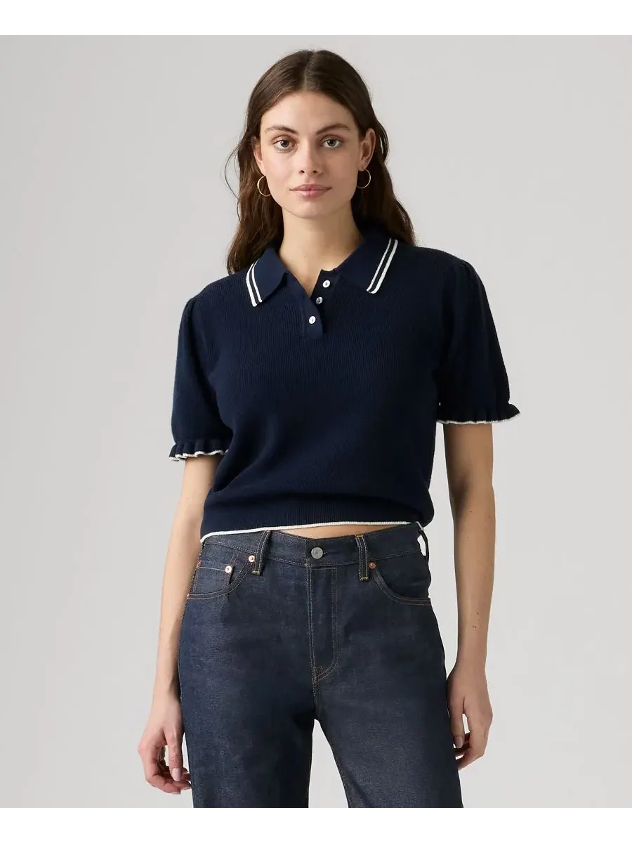 Женская футболка-поло с коротким рукавом Levi's — изображение 1 из 4, темно-синий/темно-синий