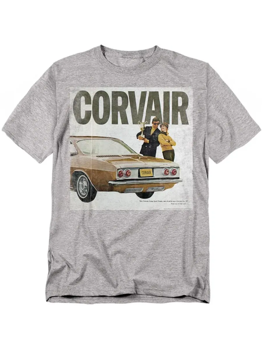 Футболка с принтом Chevrolet Corvair Corvette — серый