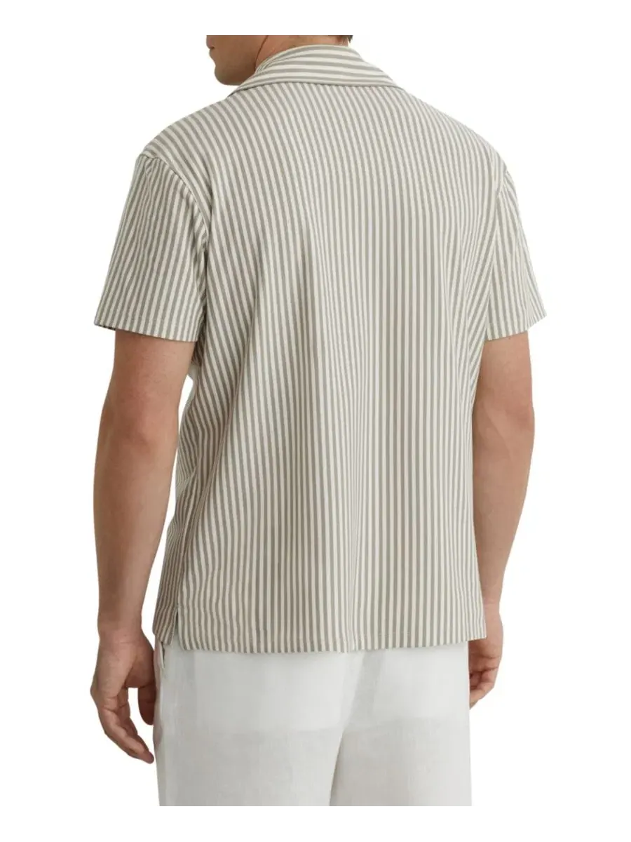 Рубашка-поло с воротником кубинский и коротким рукавом Aurelia Stripe Cuban Shirt REISS — изображение 5 из 5, зеленый
