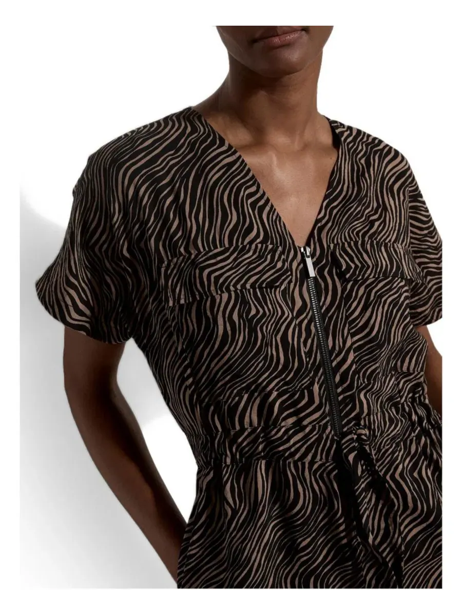Платье-трапеция с принтом Зебра Women's A-Line Zebra-print Mini Dress Apricot — изображение 2 из 4, черный