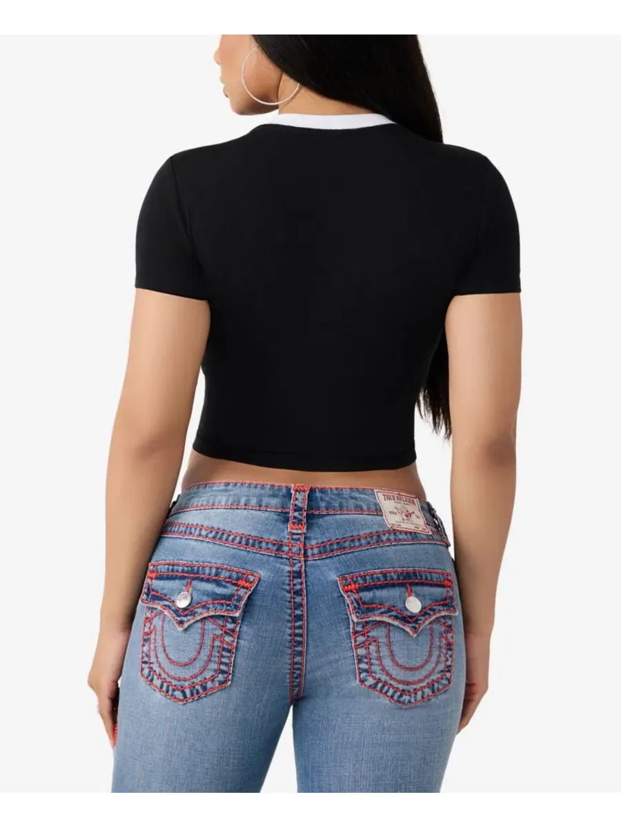 Футболка с принтом и кристаллами Crystal Heritage Baby True Religion — изображение 3 из 3, черный