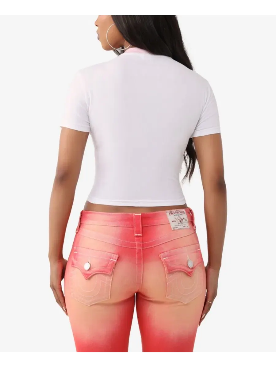 Женская футболка True Religion Crystal Heritage Baby с принтом и кристаллами — изображение 3 из 3, белый