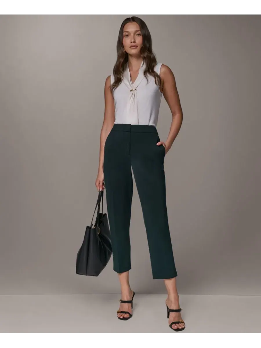Брюки женские с заниженной талией и длиной до щиколотки Donna Karan New York — изображение 6 из 6, черный