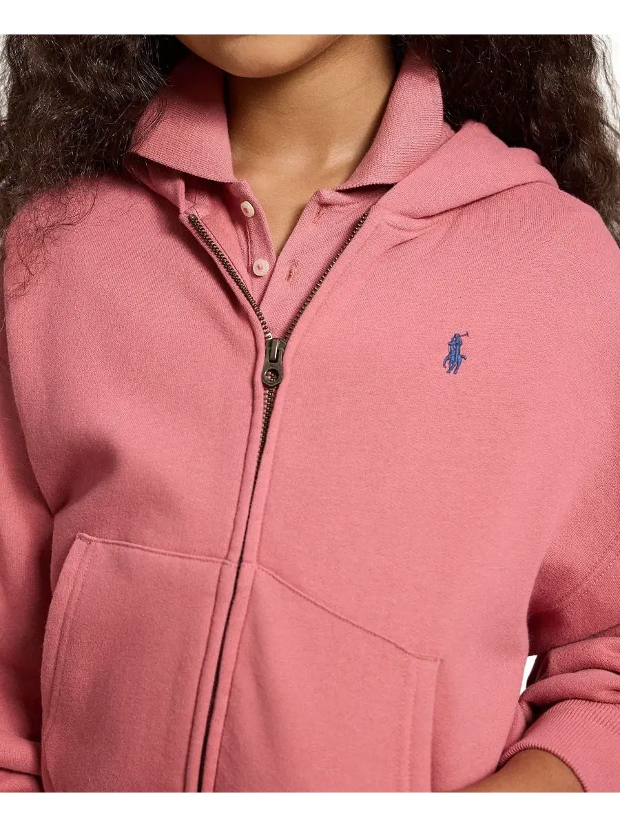 Худи с длинным рукавом, полная застежка-молния Polo Ralph Lauren — изображение 3 из 5, розовый