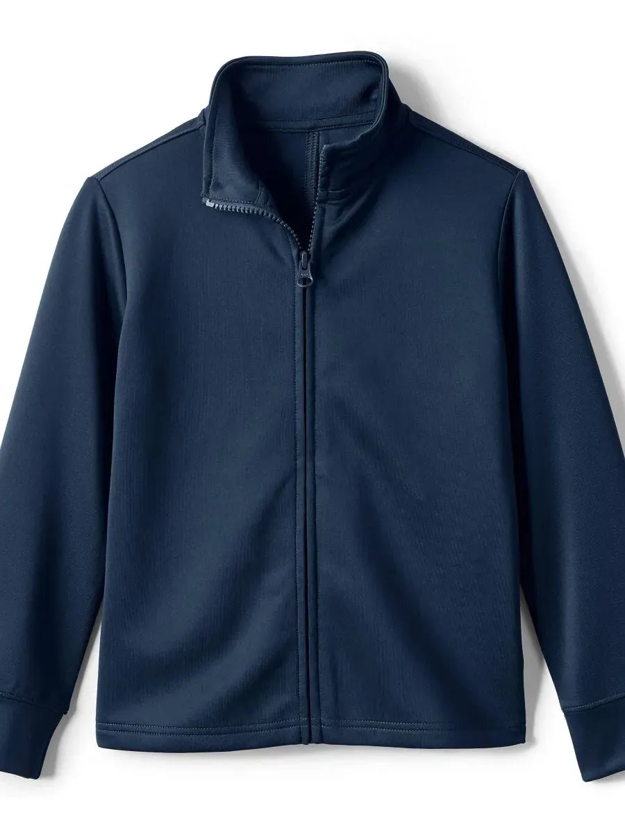 Детская спортивная куртка с молнией Active Performance Full Zip Lands' End — изображение 1 из 4, классический темно-синий